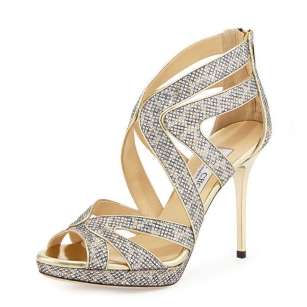 Jimmy Choo Karla Leopard-Print Glitter Fabric Pum… - image 1
